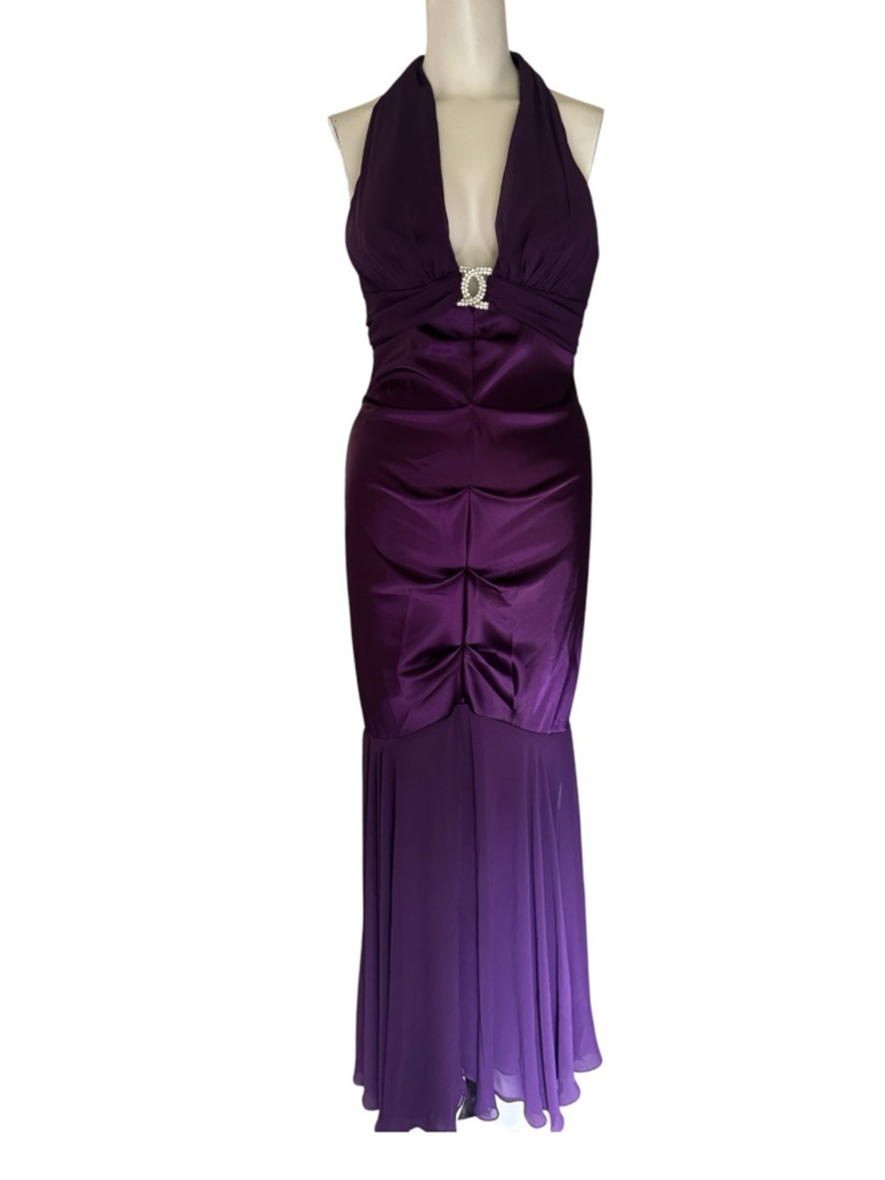 Vintage Xscape Halter Mermaid Gown Rouching | Size 10